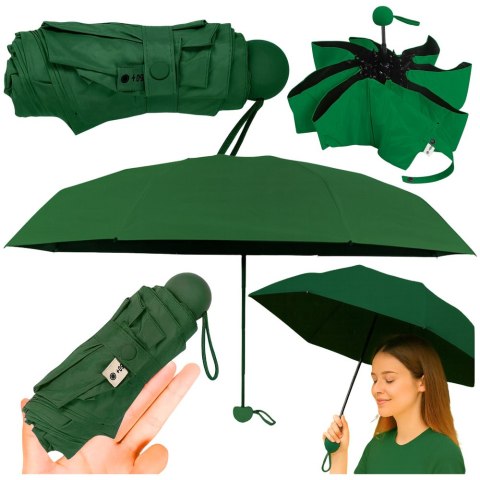 Parasolka Kieszonkowa Składana z Ochroną UV UPF 50+ Etui Zielona 90 cm LEAN
