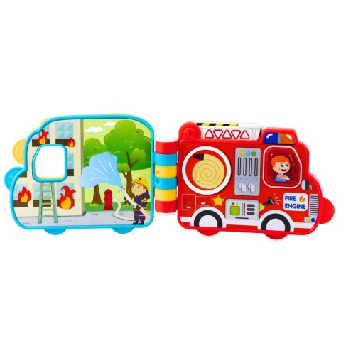 Książeczka Edukacyjna Interaktywna Pojazdy Światła Dźwięki Ruchome Elementy LEAN Toys