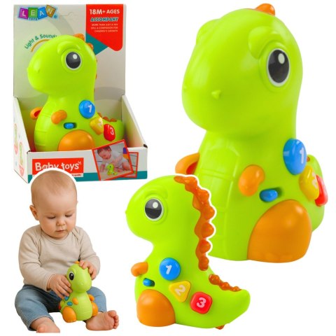 Zabawka Interaktywna Dla Malucha Dinozaur Na Kółkach Światła Dźwięki LEAN Toys