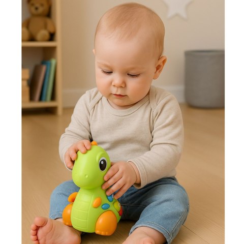 Zabawka Interaktywna Dla Malucha Dinozaur Na Kółkach Światła Dźwięki LEAN Toys