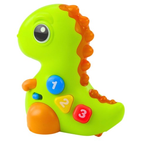 Zabawka Interaktywna Dla Malucha Dinozaur Na Kółkach Światła Dźwięki LEAN Toys