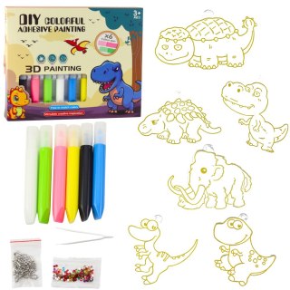 Zestaw Kreatywny DIY Witraże Breloki Dinozaury Pisaki 6 szt. LEAN Toys