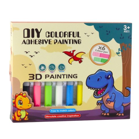 Zestaw Kreatywny DIY Witraże Breloki Dinozaury Pisaki 6 szt. LEAN Toys