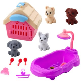 Zestaw Pielęgnacyjny Dla Zwierząt Wanna Buda Akcesoria Pieski 4 szt. LEAN TOYS