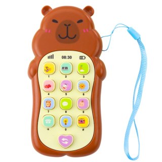 Dziecięcy Telefon Edukacyjny Światła Dźwięki Melodie Kapibara Brązowy LEAN TOYS