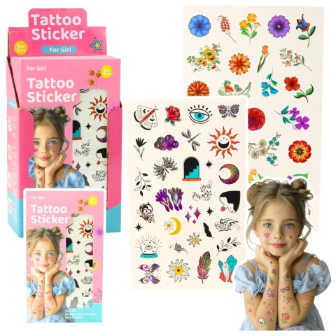 Zestaw Tatuaże Zmywalne Dla Dzieci Wzory Kwiaty 60 Wzorów LEAN TOYS