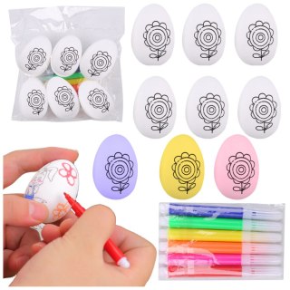Jajka Wielkanocne Styropianowe Do Malowania Pisaki Wzór Kwiat C 6szt LEAN TOYS