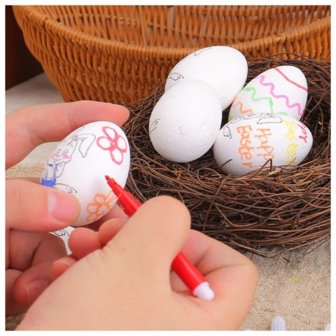 Jajka Wielkanocne Styropianowe Do Malowania Pisaki Wzór Zając C 6szt LEAN TOYS
