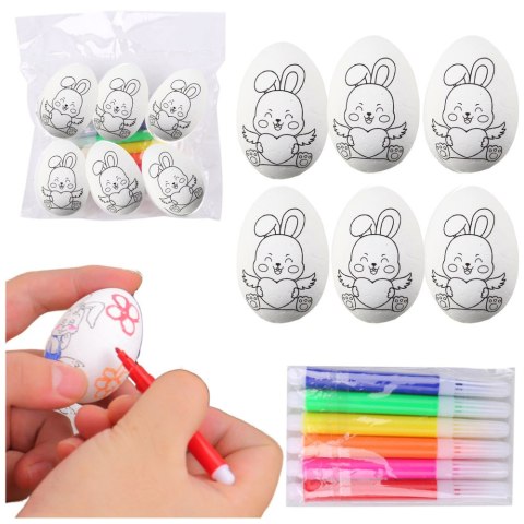 Jajka Wielkanocne Styropianowe Do Malowania Pisaki Wzór Zając E 6szt LEAN TOYS
