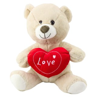 Pluszowa Maskotka Przytulanka Miś z Sercem Kremowy Beżowy 30cm LEAN Toys