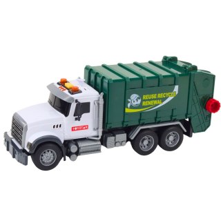 Śmieciarka Kosze Na śmieci Światła Dźwięki Zielona 1:14 LEAN Toys
