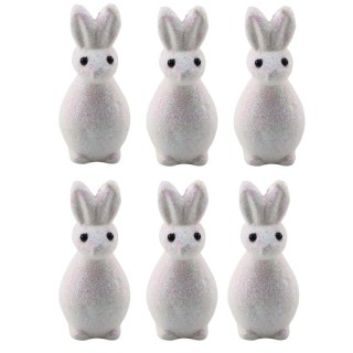 Styropianowe Zajączki Wielkanocne Brokatowe Ozdobne Białe 6szt LEAN TOYS