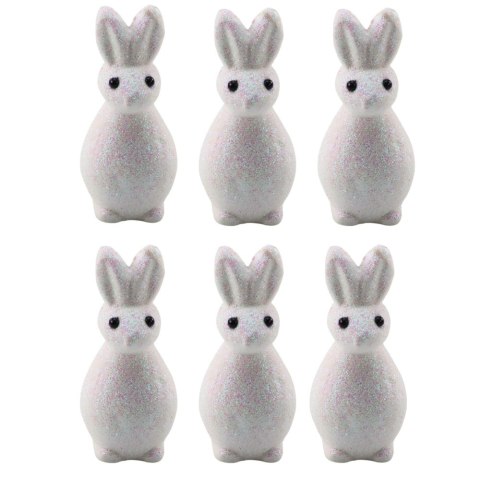 Styropianowe Zajączki Wielkanocne Brokatowe Ozdobne Białe 6szt LEAN TOYS