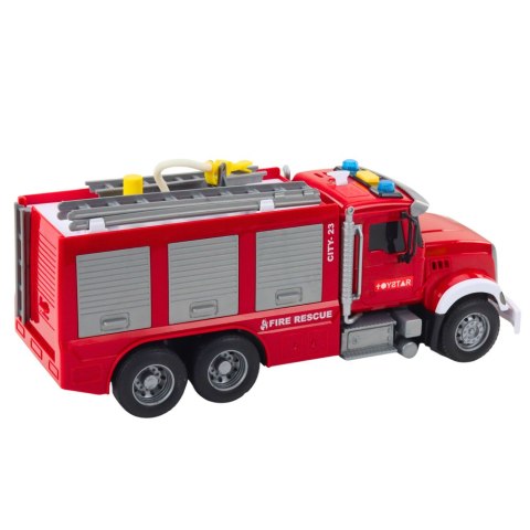 Wóz Straż Pożarna Woda światła Dźwięki Czerwony 1:14 LEAN Toys