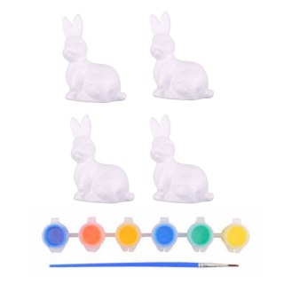 Zajączki Wielkanocne Styropianowe Do Malowania Farbki 4szt LEAN TOYS