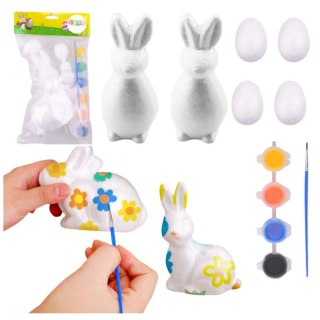 Zestaw Do Malowania Styropianowych Ozdób 2 Zające 4 Jajka Farby LEAN TOYS