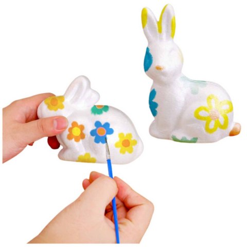 Zestaw Do Malowania Styropianowych Ozdób 4 Zające Farby Pędzelek LEAN TOYS
