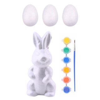 Zestaw Wielkanocny Jajka Styropianowe 3szt Figurka Zająca Farbki LEAN TOYS