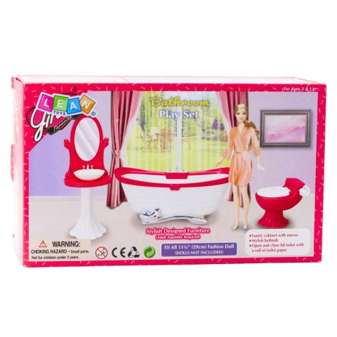 Zestaw Łazienkowy Dla Lalek Wanna Toaleta Umywalka Z Lustrem LEAN Toys
