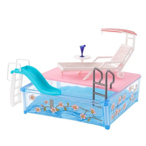Zestaw Letni Resort Dla Lalek Basen Zjeżdżalnia Leżaki Parasol LEAN Toys