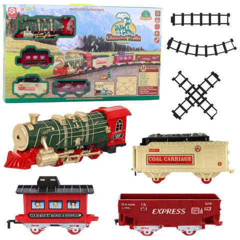 Kolejka Elektryczna Pociąg Klasyczny Światła Dźwięki Dym 24 el. LEAN Toys
