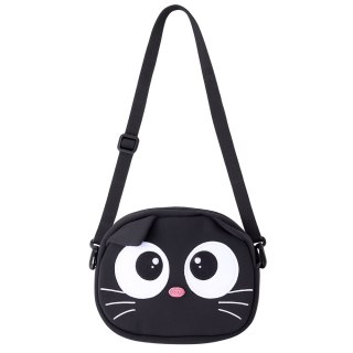 Torba Saszetka Kot Zasuwana Kieszeń Regulowany Pas Czarna 21 x 16 cm LEAN Toys