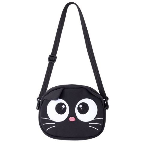 Torba Saszetka Kot Zasuwana Kieszeń Regulowany Pas Czarna 21 x 16 cm LEAN Toys