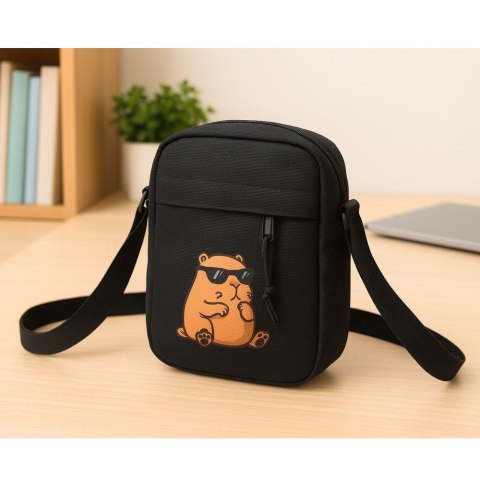 Torba Saszetka Na Ramię Kapibara Pas Regulowany Czarna 19,5 x 14 cm LEAN
