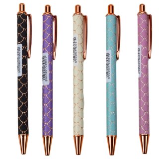 Długopis Metalowy Automatyczny Efekt Łuski Niebieski Tusz 1.0mm LEAN