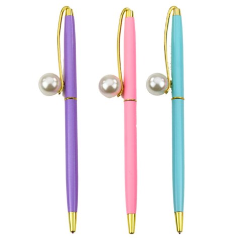 Długopis Metalowy Automatyczny Perła Niebieski Tusz 1.0mm Mix LEAN