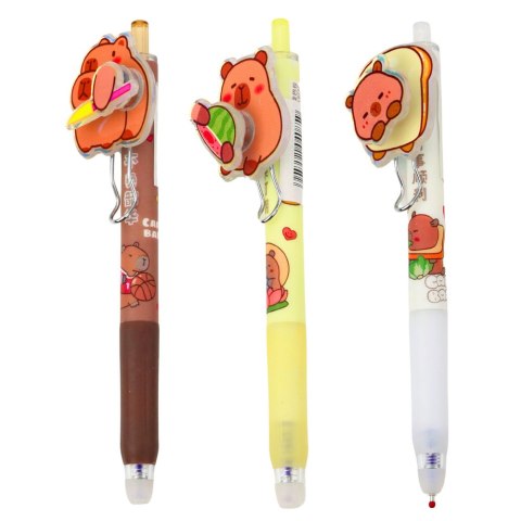 Długopis Żelowy Kapibara Z Obrotowym Elementem Niebieski Tusz 14,5cm Mix LEAN