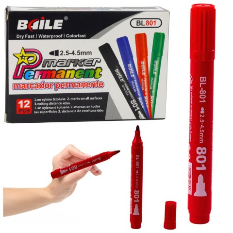 Marker Permanentny Wodoodporny Czerwony 2,5-4,5 mm LEAN