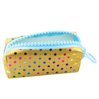 Piórnik Szkolny Organizer W Kolorowe Kropki Duży Suwak Złoty 21x8cm LEAN