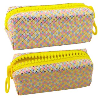 Piórnik Szkolny Organizer Wzór Łusek Syrenich Duży Suwak Kolorowy 21x8cm LEAN