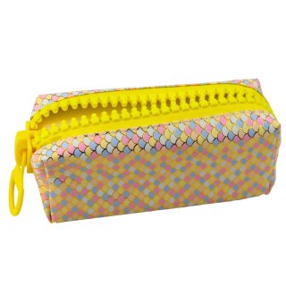 Piórnik Szkolny Organizer Wzór Łusek Syrenich Duży Suwak Kolorowy 21x8cm LEAN