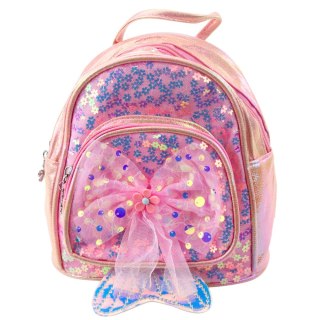 Plecak Dziecięcy Cekiny Tiulowa Kokarda Różowy 20cm 3,8L LEAN