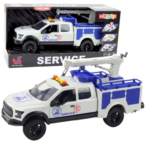 Samochód Serwisowy z Dźwigiem Światła Dźwięki Biały 1:12 LEAN Toys