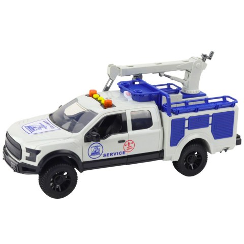 Samochód Serwisowy z Dźwigiem Światła Dźwięki Biały 1:12 LEAN Toys