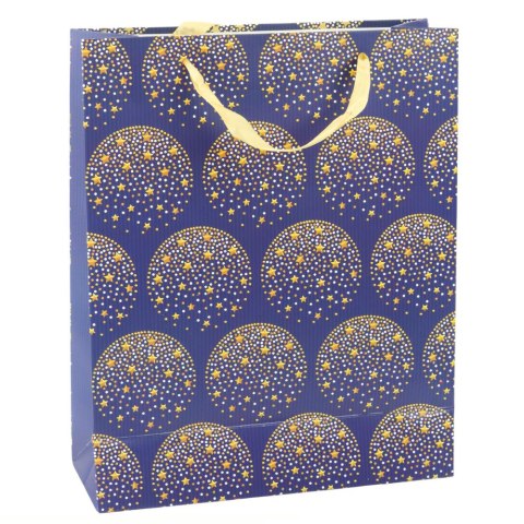 Torba Prezentowa Elegancka Złote Gwiazdki Granatowa 32 x 26 x 12 cm LEAN