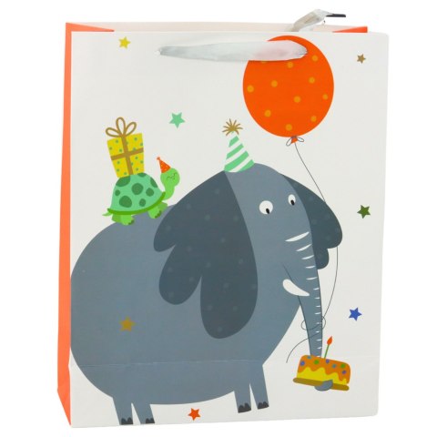 Torba Prezentowa Papierowa Urodzinowa Słoń 32 x 26 x 12cm LEAN