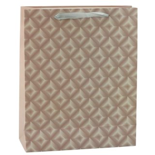 Torba Prezentowa Z Tłoczeniem Beżowa 32 x 26 x 10cm LEAN