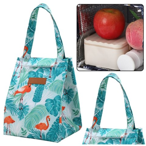 Torba Termiczna Izolacyjna Śniadaniowa Lunch Bag Liście Flamingi 25cm LEAN