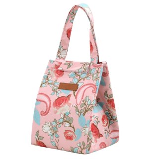Torba Termiczna Izolacyjna Śniadaniowa Lunch Bag Różowa Kwiaty 25cm LEAN