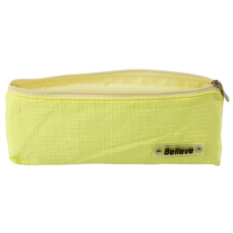 Piórnik Szkolny Biurowy Jednokomorowy Tłoczona Kratka Żółty 21x9,5cm LEAN