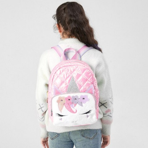Plecak Dziecięcy Szkolny Pikowany Jednorożec Różowy 32cm LEAN