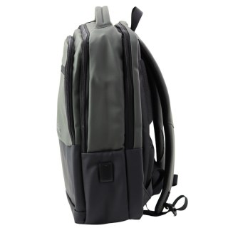 Plecak Miejski Biznesowy USB Kieszeń Na Laptopa Czarno Szary 16L 41cm LEAN