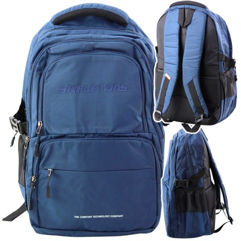 Plecak Miejski Funkcjonalny 9 Kieszeni Granatowy 35L 48cm LEAN