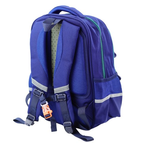 Plecak Szkolny Dziecięcy Pas Piersiowy Granatowo Zielony 20L 38cm LEAN