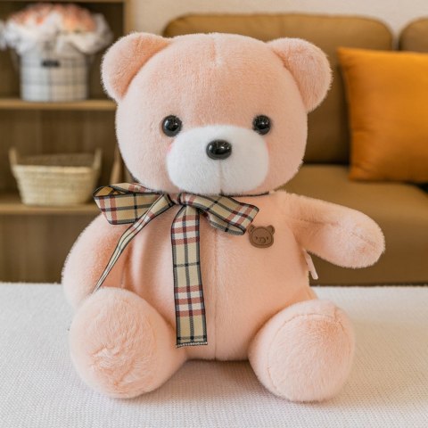 Pluszowa Maskotka Przytulanka Miś Z Kokardką Kremowy 23cm LEAN Toys