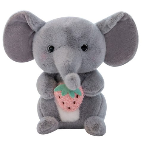 Pluszowa Maskotka Przytulanka Słoń Z Truskawką Szary 23cm LEAN Toys